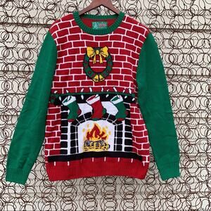 Ugly Christmas Sweater fireplace mantle tunic seen in a Hallmark movie MEDIUM